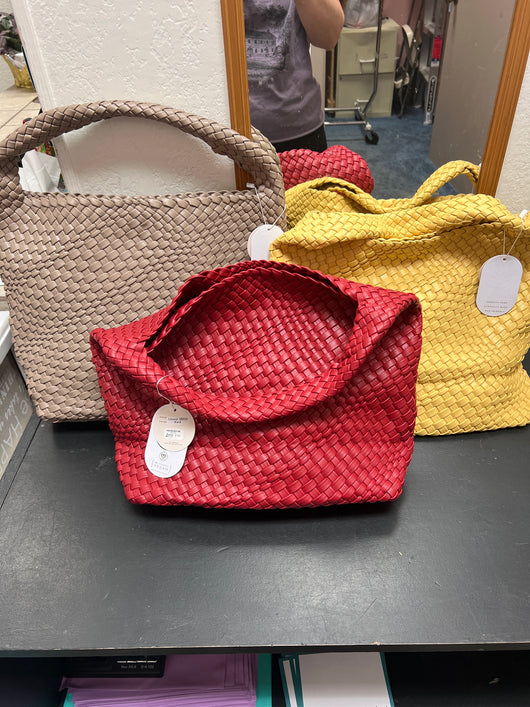 Millie bianco vegan leather woven bag