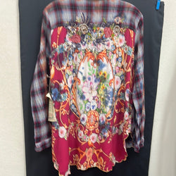 Aratta floral plaid sequin blouse