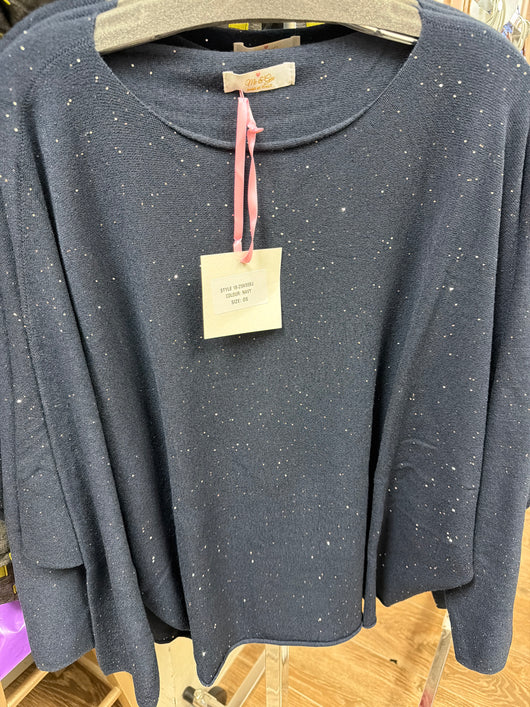 Me & Gee Navy Sparkle Sweater - One Size
