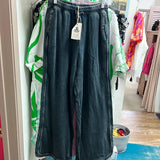 Easel wide leg black mineral wash pants