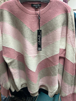 Charlie B pink grey chevron sweater