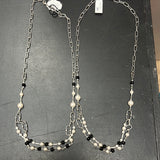 Michele Busch onyx & pearl silver necklace