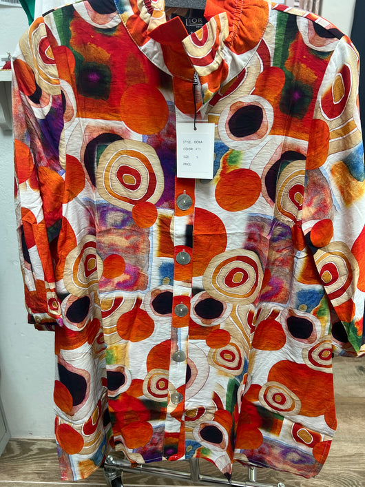 Lior orange circles multi wire collar tunic