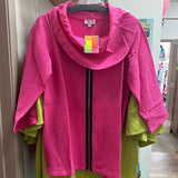 Toofan fuchsia pink zipper cowl neck shirt