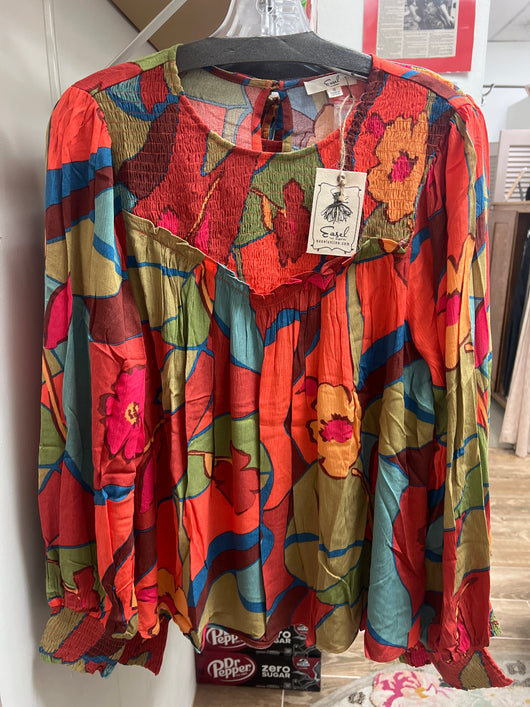 Easel orange rust blouse