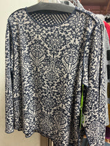 Trisha Tyler reversible denim & ivory l/s top