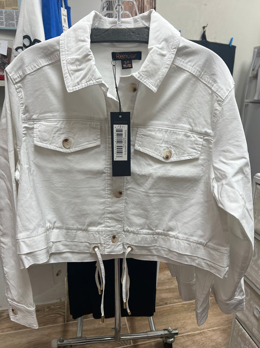 Renuar cropped boxy jacket white