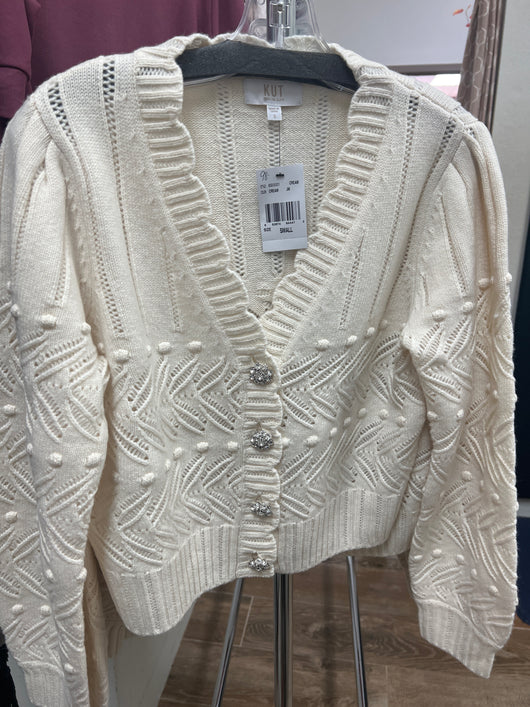 KUT cream scalloped sweater cardigan