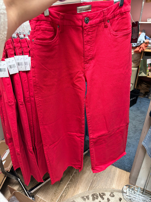 KUT tomato red wide leg jeans