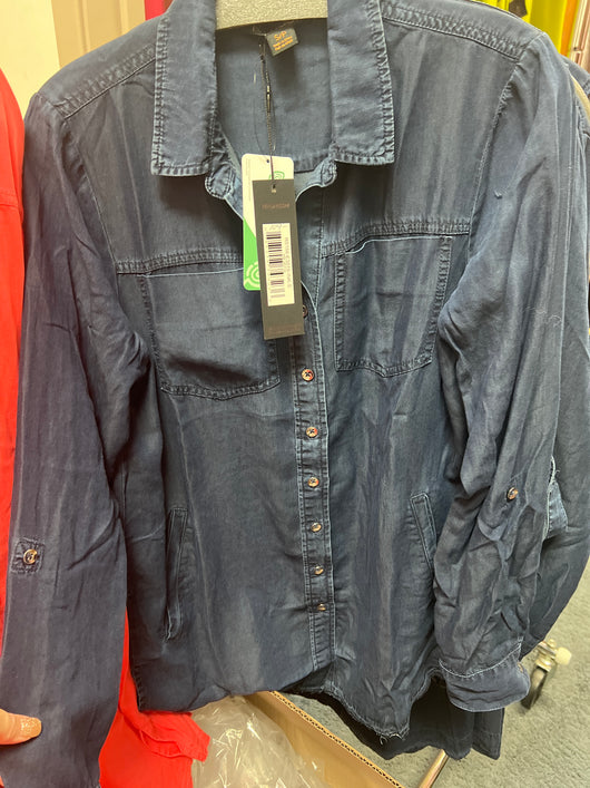 Renuar tencel button up tunic ink blue
