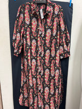 Boho chic black multi paisley button up dress
