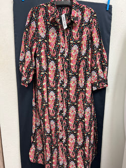 Boho chic black multi paisley button up dress