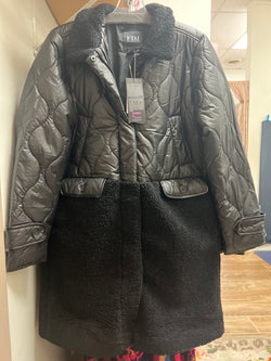 FDJ black mixed media coat
