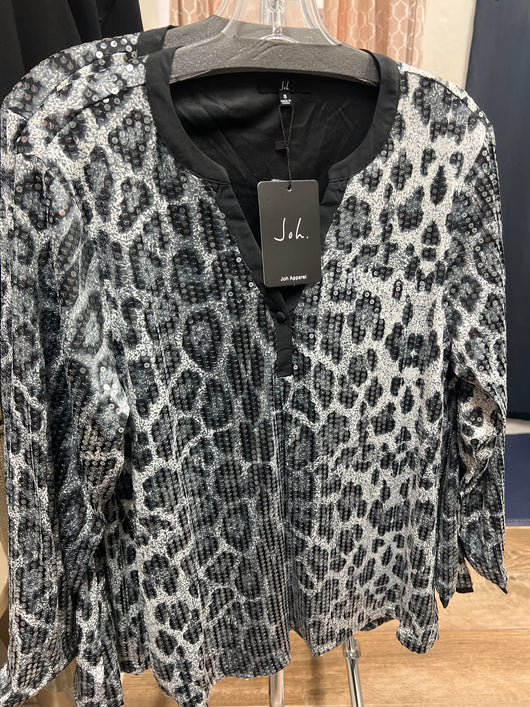 JOH leopard sequin v neck top