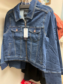 FDJ dark blue zip-up denim jacket