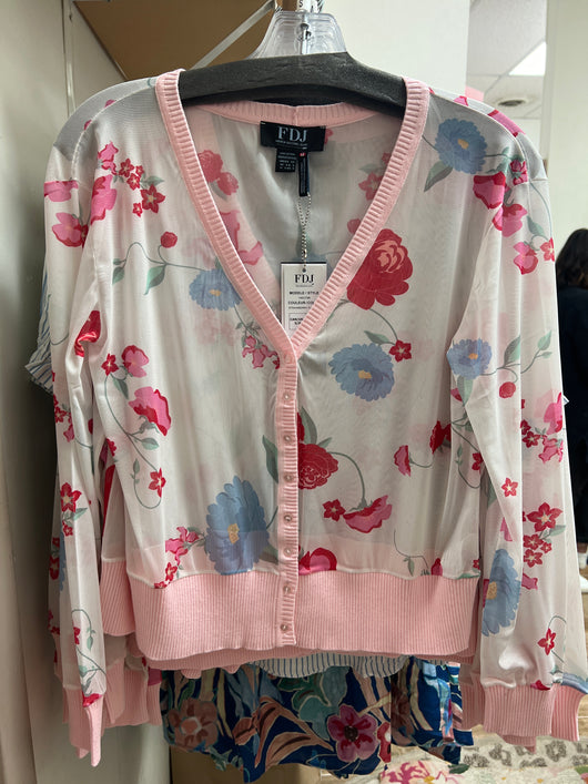 FDJ strawberry flowers sheer cardigan