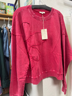 Easel boho red flower patch top