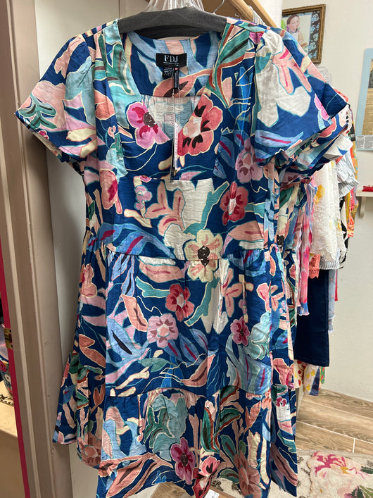FDJ pop camo floral shift dress