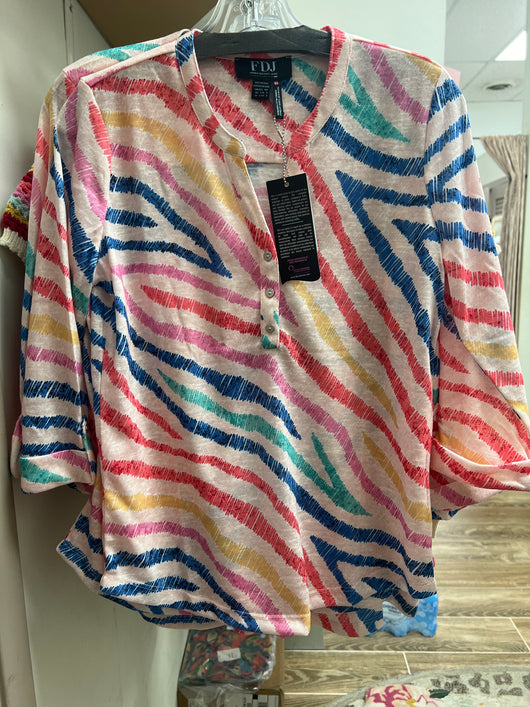 FDJ trailblazer rainbow zebra top