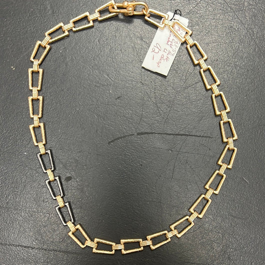 Michele Busch matte gold gunmetal necklace