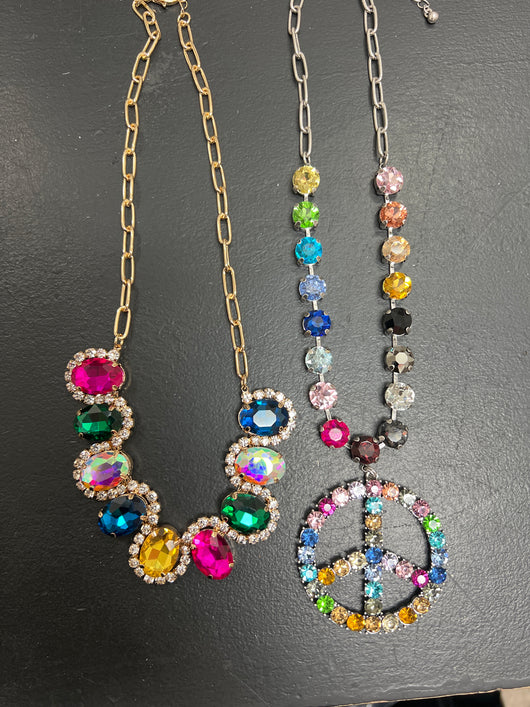 Multi color jewel necklaces