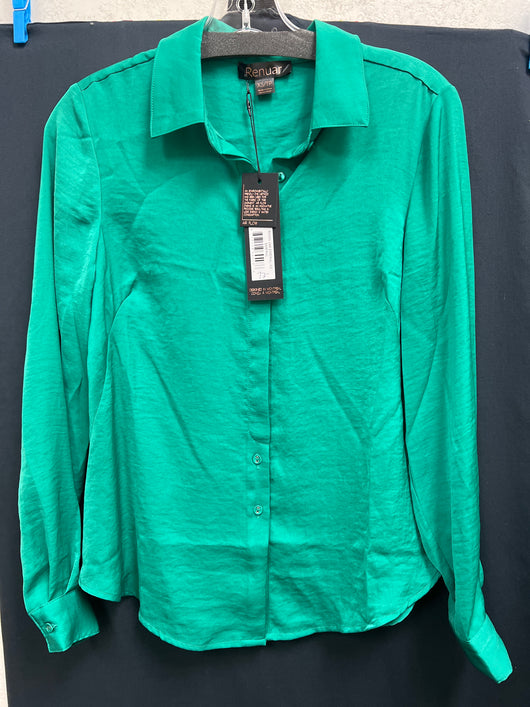 Renuar airflow button up collared shirt emerald green