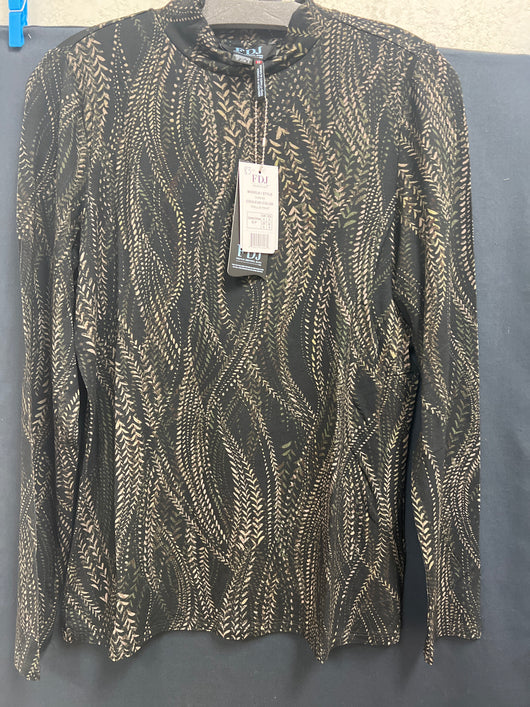 FDJ trellis print black mock neck long sleeve top