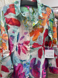 Claire D “A Smattering of Spring” button up shirt