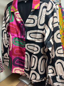 Benares abstract button up top