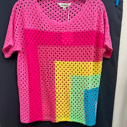 Davi & Dani crochet neon squares top