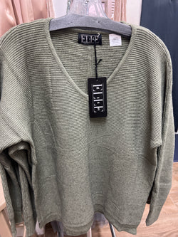 Elle olive green ribbed sweater