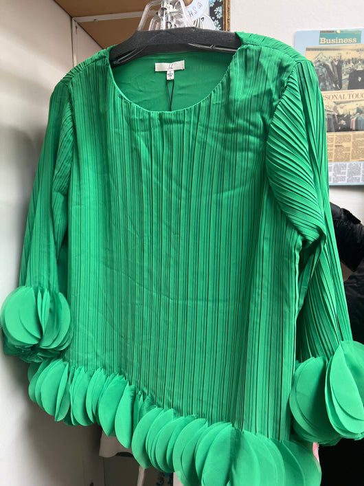 JOH emerald green pleated blouse