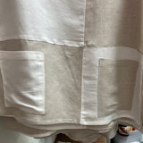 Toofan white khaki block pockets top