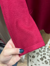 Picadilly crew neck pockets sweater sangria red