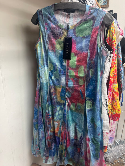 FunSport aqua multi sleeveless dress