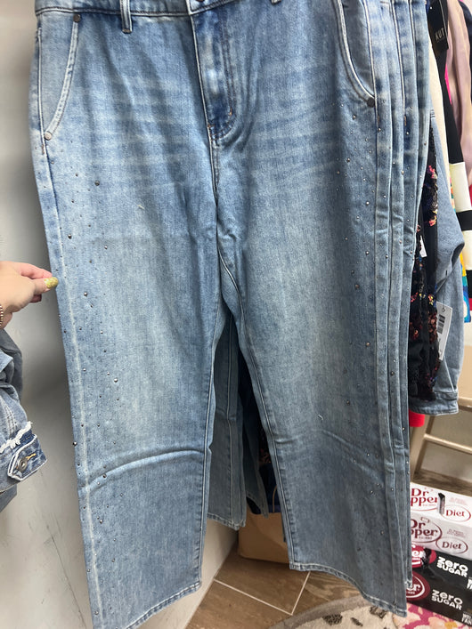 Tribal jewel blue rhinestone jeans