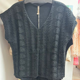 XCVI black crochet v neck top