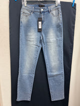 Renuar blue wash slim leg jeans w/ rhinestones