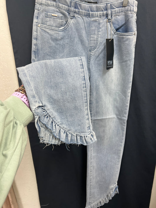 FDJ ruffle ankle pull on jeans