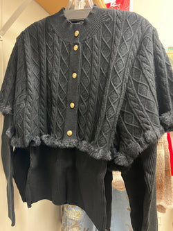 AZI black sweater & shawl set