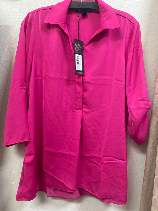 Renuar airflow collared v neck blouse watermelon