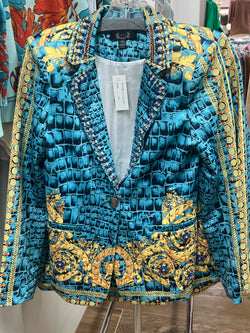 AZI turquoise gold blazer