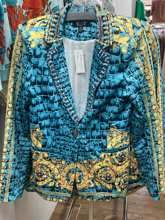 AZI turquoise gold blazer