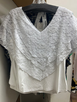 AZI white ruffle Scarlett top