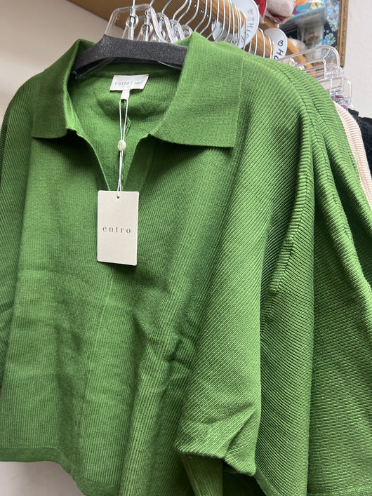 Entro knit collar top Olive