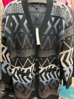 Charlie B midnight Aztec long cardigan