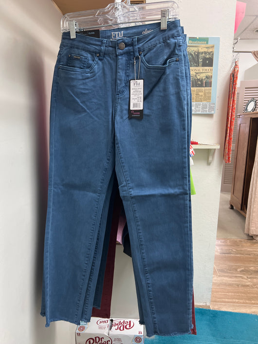 FDJ Olivia slim ankle fray jeans deep teal