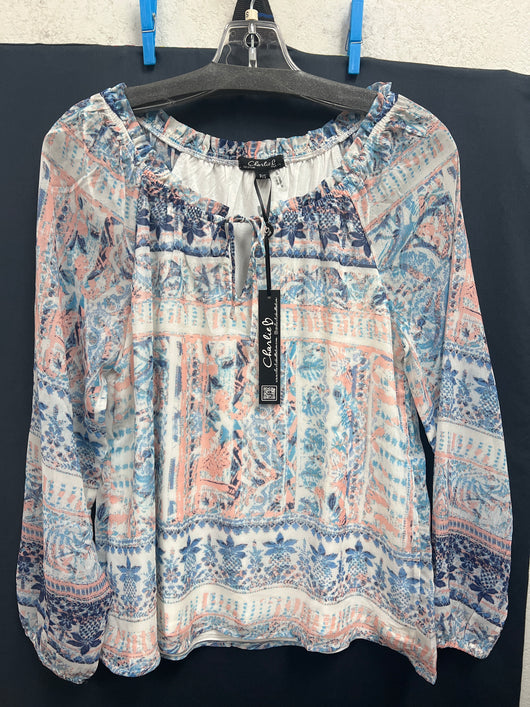 Charlie B “roots” blue peach print blouse
