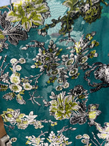 BIZ sheer jade floral velvet kimono