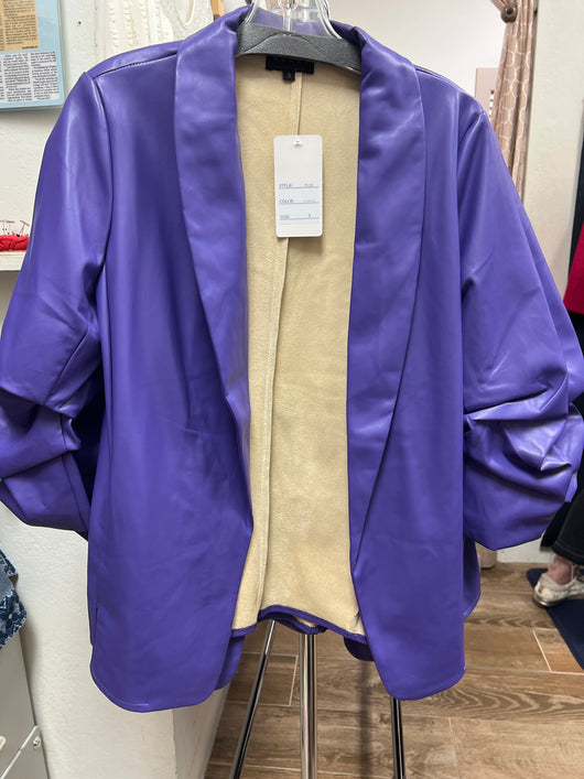 Weavz purple faux leather blazer